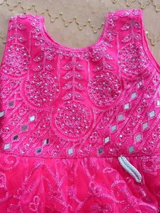 Stunning Pink Embellished kids frock
