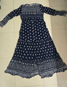Navy Blue Printed Maxi Dress