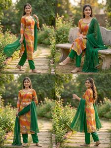 Vibrant Printed Kurta Set with Dupatta