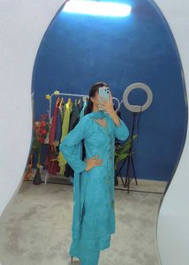 Beautiful Blue Kurta trouser chiffon dupatta