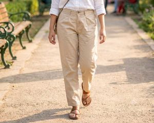Comfortable Beige Pleated Trousers