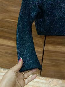Sparkly Long Sleeve Crop Top