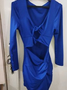 Electric Blue Cut-Out Twist Dress