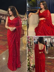 Stunning Red Sequinned Saree