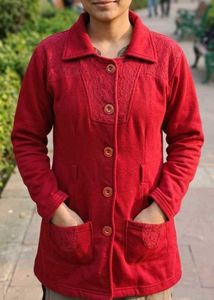 Red Women's Button-Up Jacket