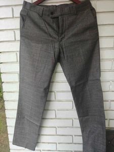 Men's Grey Textured Dress Pants