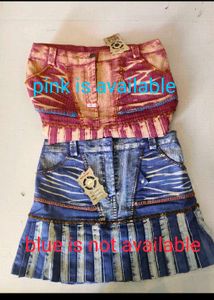 Y2K Denim Skirt with Pleated Hem