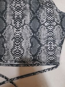 URBANIC Y2K Snake Print Criss-cross Drawstring Top
