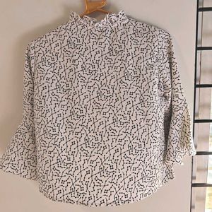 White Blouse with Black Constellation Print