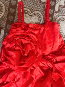 Red Satin Layered Ruffle Party Dress for Girls |