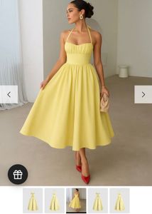 Little box Yellow Halter Neck Midi Dress