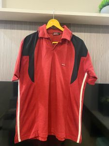 Men's Red &amp; Black Colorblock Polo Shirt