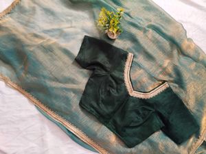 Elegant Teal Saree with Green Blouse