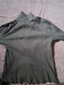 Ribbed Lace-Up olive Top