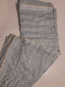 Silver Mirror  Saree
