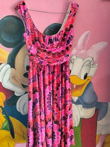 Pink Floral Midi Dress