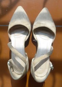 Elegant Beige Suede D'Orsay Heels