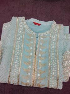 W Cyam Glitter Sequence Work Kurta with Leggings