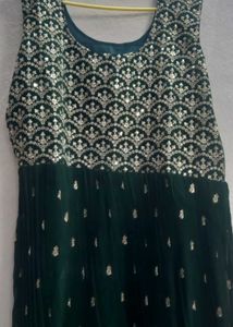 Elegant Green Velvet Sequin Dress