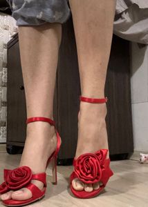 Stunning Red Rose Embellished Heels