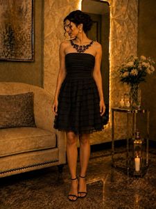 Chic Black Strapless Mini Dress