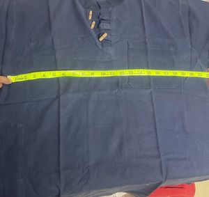 Men's Blue Casual Short Kurti in pure cotton