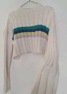Striped Cropped Knit Sweater