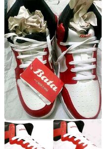 High-Top Sneakers - Red &amp; White