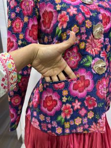 Floral  blazer Jacket with Lehenga