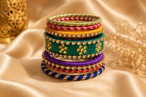 Vibrant Silk Thread Bangles Set of 7