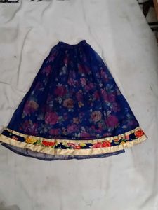 Blue Floral Print Skirt