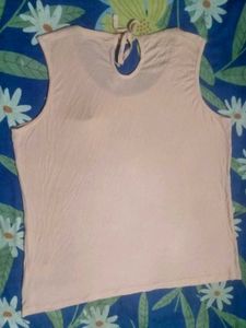 Peach Sleeveless Top with Pocket Detail