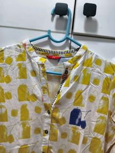 W White Kurti with Yellow Print