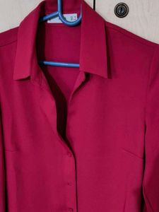 Chic Red Button-Up Blouse