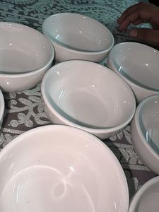 Set of 10 White Ceramic Bowls