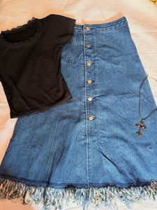 midi denim skirt