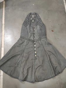 Denim A line Dress with corseted fitting