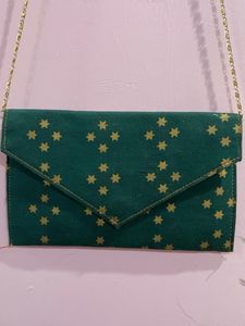 Green & Gold Tote Bag with Pouch