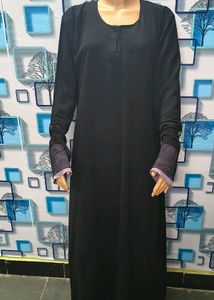 Elegant Black Lace Trim Gown Old Stock