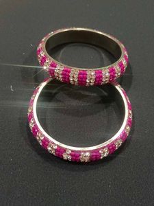 3 set Sparkling Pink &amp; Silver Bangles