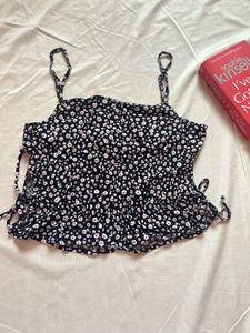 Floral Print Spaghetti Strap Crop Top