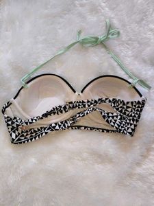Geometric Print Strapless Bikini Top