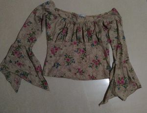 Floral Bell Sleeve Off-Shoulder Top