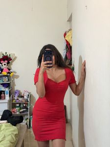Chic Red Bodycon Mini Dress
