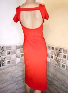 Red Short Sleeve Midi Dress