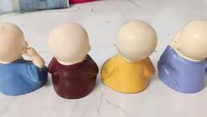 Set of 4 Colorful Monk Figurines