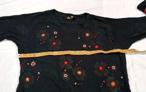 Black Floral Embroidered Kurti Designer piece