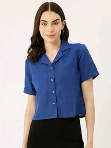 Royal Blue Button-Up Blouse