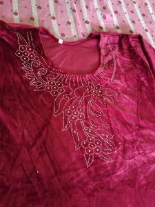 Elegant Burgundy Velvet Kurta with palazo