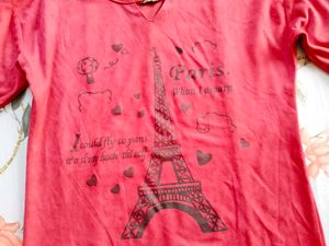 Red Eiffel Tower Long Sleeve Top